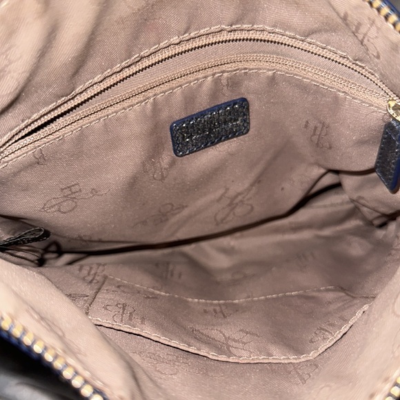 Cole Haan blue metallic leather crossbody adjustable strap gold accents cute 🥰 - Picture 10 of 13